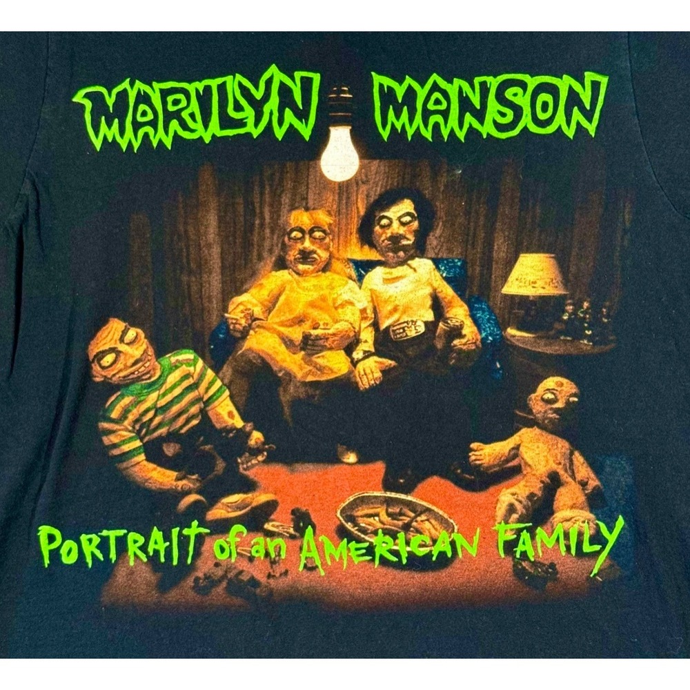 Marilyn Manson Portrait Of An American Family T Shirt Mens Medium Black Band Tee